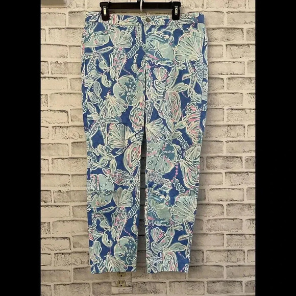 Lilly Pulitzer Kelly Stretch Pants Vibrant Colors Skinny Ankle Size 12 - Picture 1 of 4